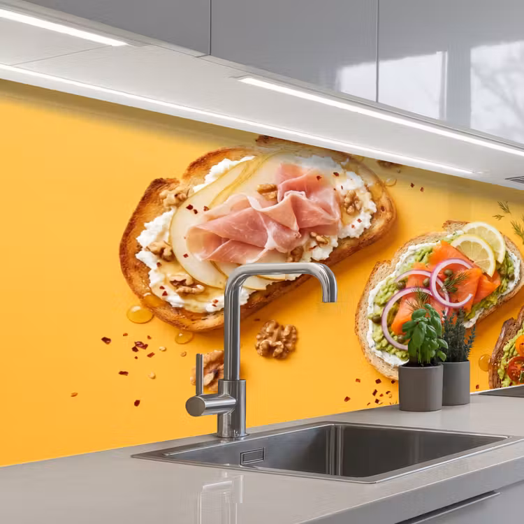 Eten - Brood - Ontbijt - Modern - Kleurrijk keuken achterwand 2 middel -3d_schuin