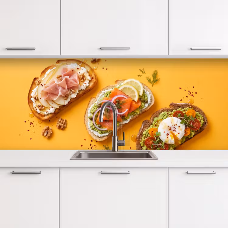 Eten - Brood - Ontbijt - Modern - Kleurrijk keuken achterwand 2 middel -3d