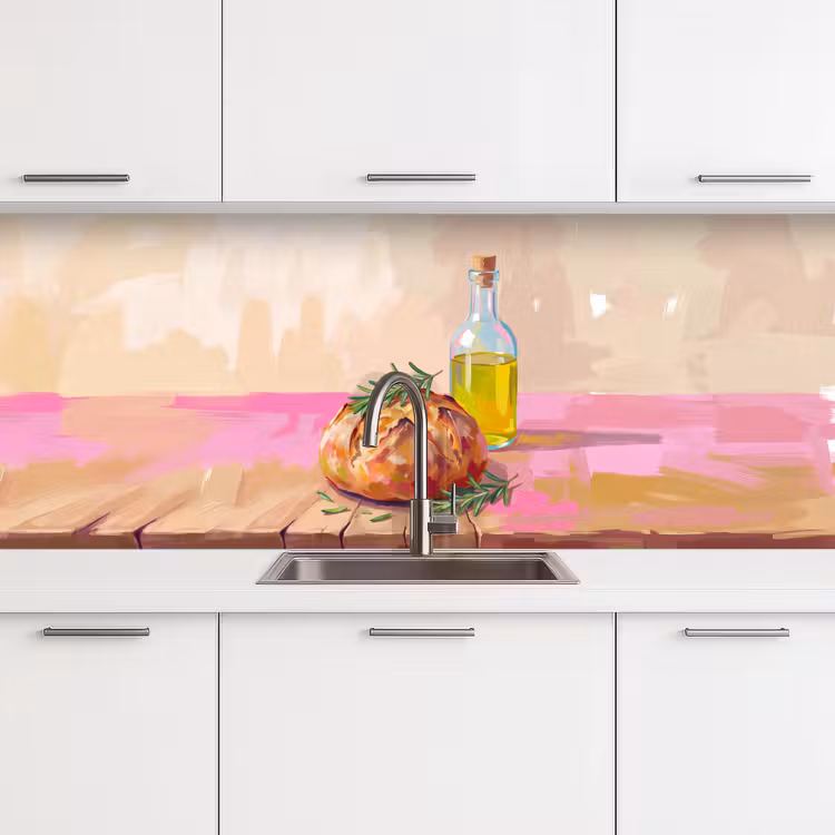 Eten - Brood - Olijfolie - Abstract - Keuken keuken achterwand 2 middel -3d