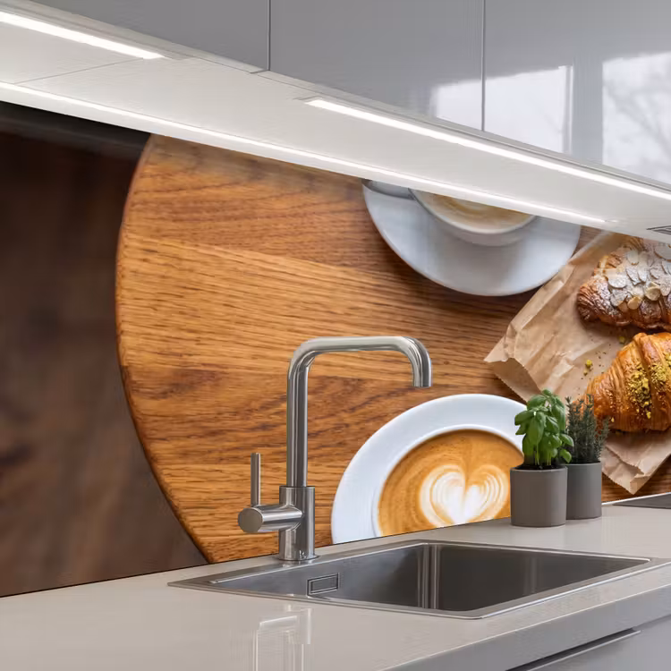 Eten - Croissant - Koffie - Ontbijt - Modern keuken achterwand 2 middel -3d_schuin