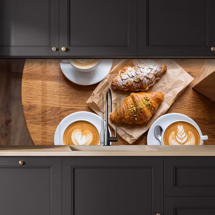 Eten - Croissant - Koffie - Ontbijt - Modern keuken achterwand 2 middel -sfeer1