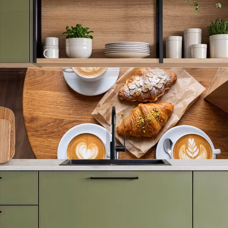 Eten - Croissant - Koffie - Ontbijt - Modern keuken achterwand 2 middel -sfeer3