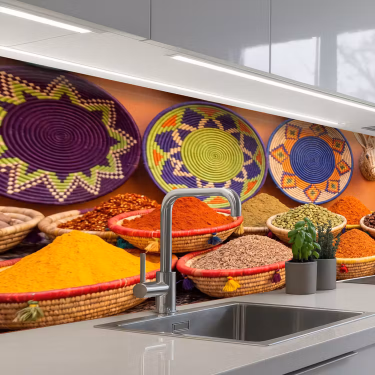 Küchenrückwand - Essen – Farbenfroh – Kultur - Eten - Kleurrijk - Cultuur keuken achterwand 2 middel