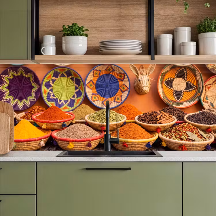 Küchenrückwand - Essen – Farbenfroh – Kultur - Eten - Kleurrijk - Cultuur keuken achterwand 2 middel