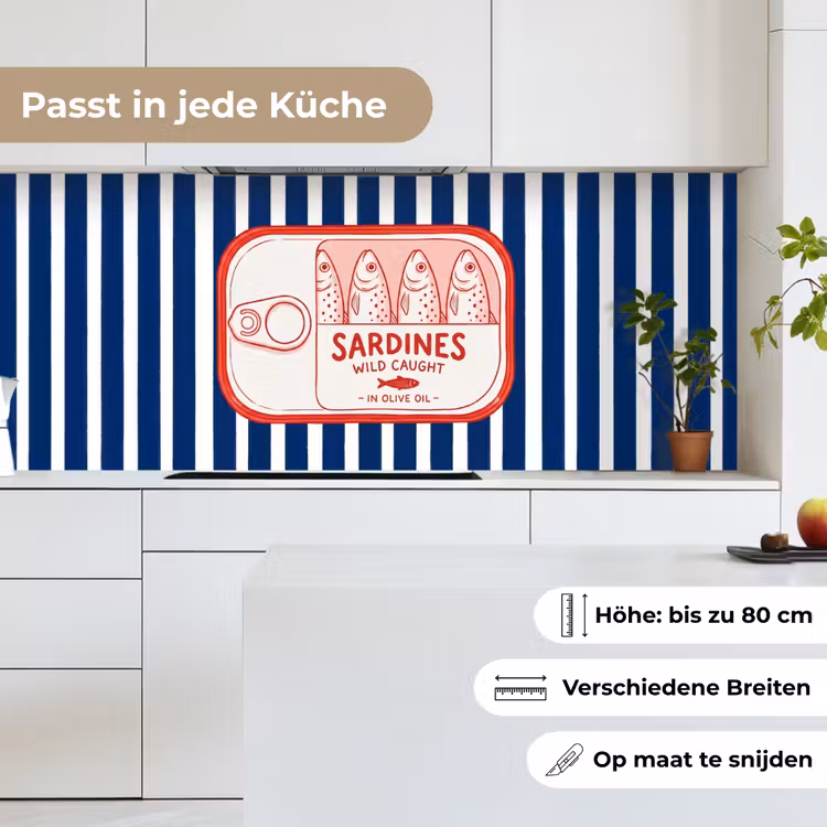 Eten - Vis - Blik - Illustratie - Rood keuken achterwand 2 middel -sfeer4_DE
