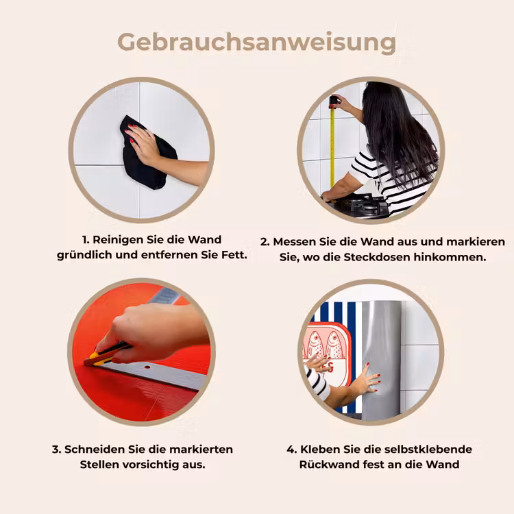 Eten - Vis - Blik - Illustratie - Rood keuken achterwand 2 middel -gebruiksaanwijzing_DE