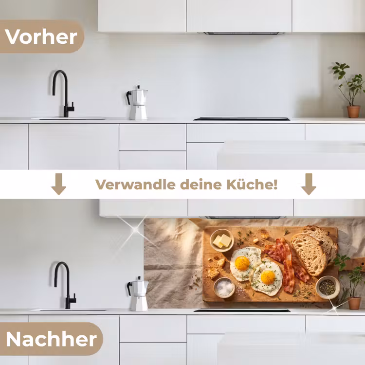 Eten - Ontbijt - Hout - Rustiek - Geel keuken achterwand 2 middel -voor-na_DE