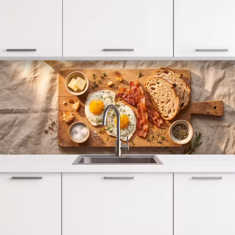 Eten - Ontbijt - Hout - Rustiek - Geel keuken achterwand 2 middel -3d