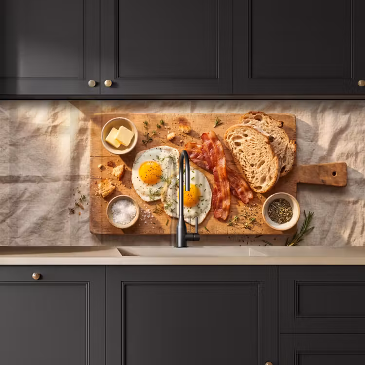 Eten - Ontbijt - Hout - Rustiek - Geel keuken achterwand 2 middel -sfeer1
