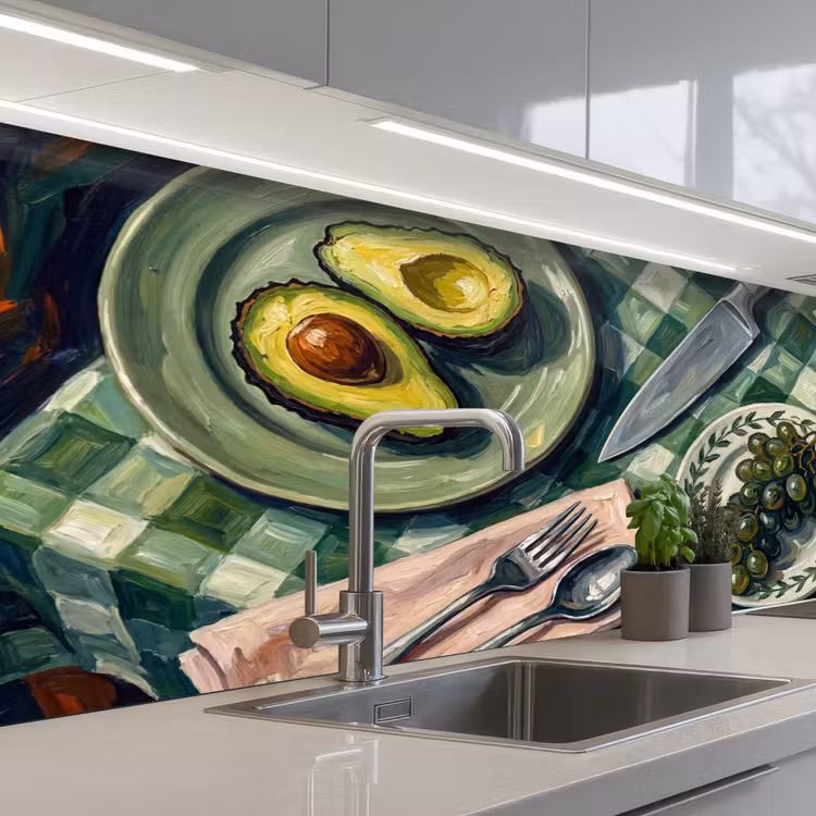 Eten - Ontbijt - Tafel - Modern - Groen keuken achterwand 2 middel -3d_schuin