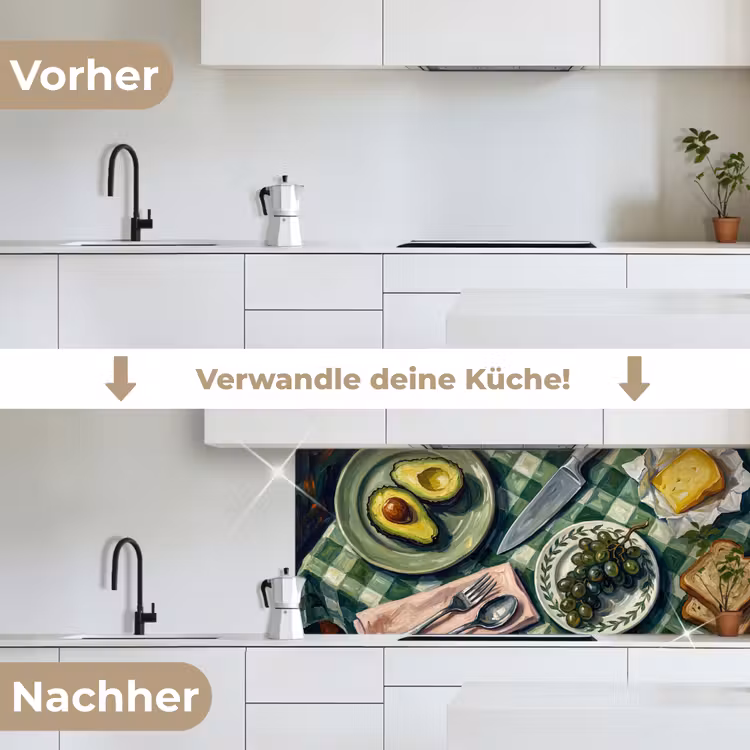 Eten - Ontbijt - Tafel - Modern - Groen keuken achterwand 2 middel -voor-na_DE