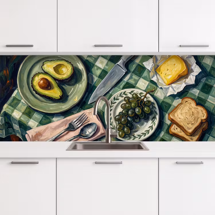 Eten - Ontbijt - Tafel - Modern - Groen keuken achterwand 2 middel -3d