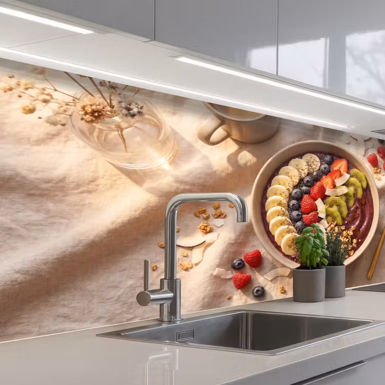 Eten - Ontbijtkom - Fruit - Gezond - Kleurrijk keuken achterwand 2 middel -3d_schuin