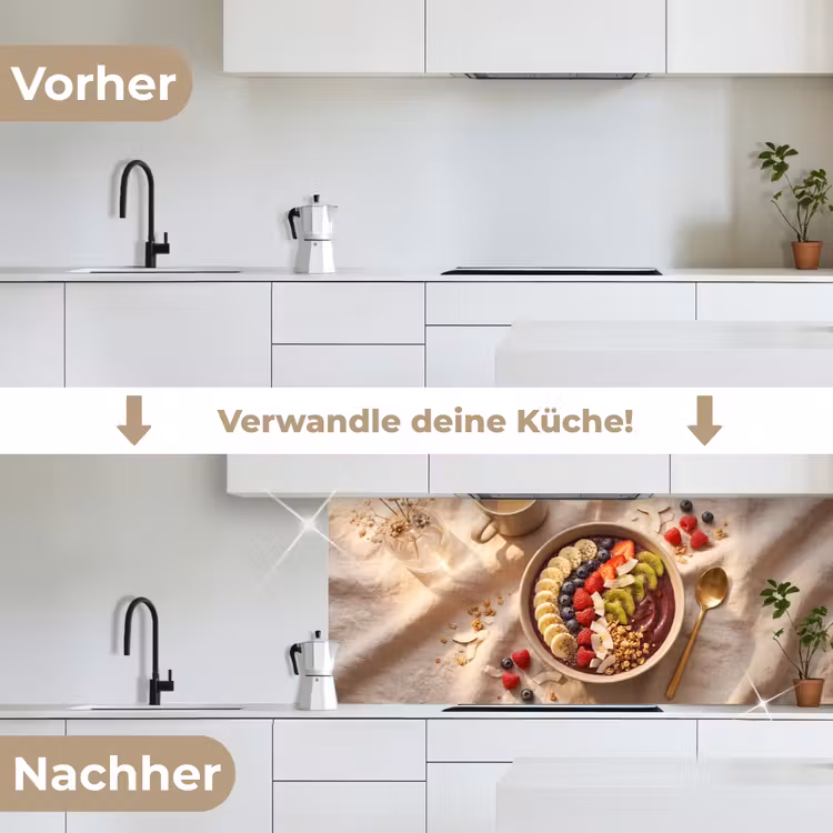 Eten - Ontbijtkom - Fruit - Gezond - Kleurrijk keuken achterwand 2 middel -voor-na_DE