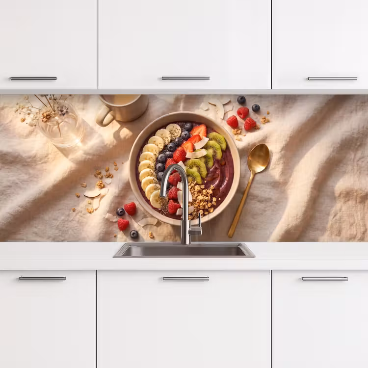 Eten - Ontbijtkom - Fruit - Gezond - Kleurrijk keuken achterwand 2 middel -3d