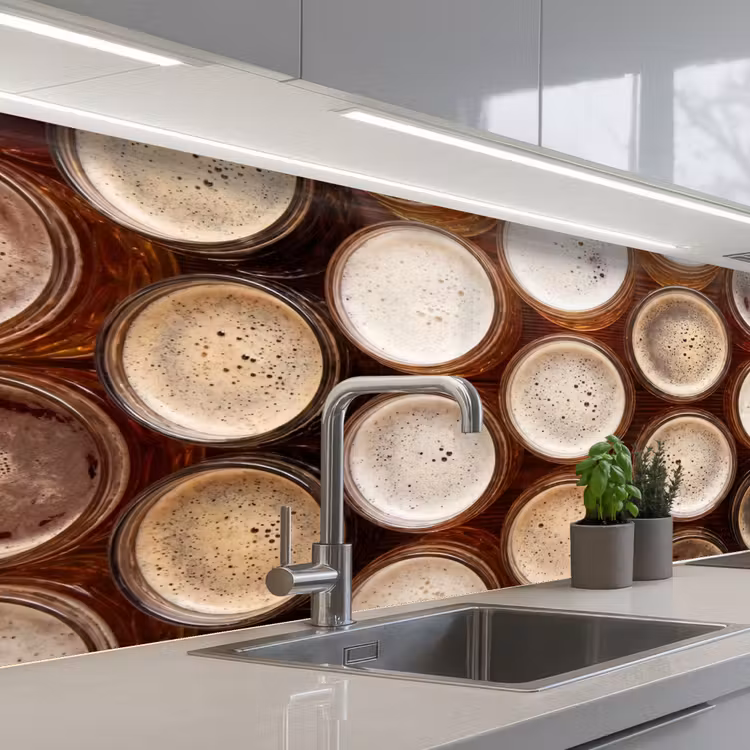 Eten - Glazen - Drank - Patroon - Bruin keuken achterwand 2 middel -3d_schuin