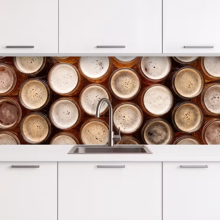Eten - Glazen - Drank - Patroon - Bruin keuken achterwand 2 middel -3d