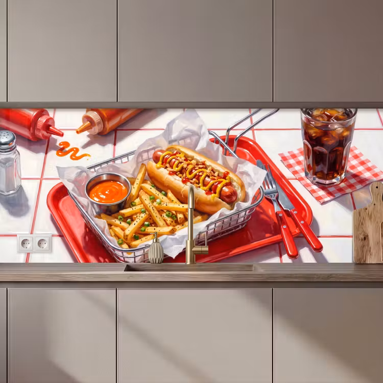 Eten - Hotdog - Fastfood - Modern - Rood keuken achterwand 2 middel zz_3dshopping