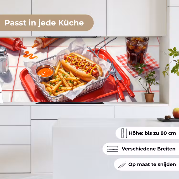 Eten - Hotdog - Fastfood - Modern - Rood keuken achterwand 2 middel -sfeer4_DE