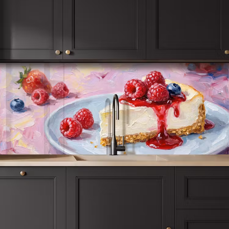 Eten - Cheesecake - Bessen - Abstract - Roze keuken achterwand 2 middel -sfeer1