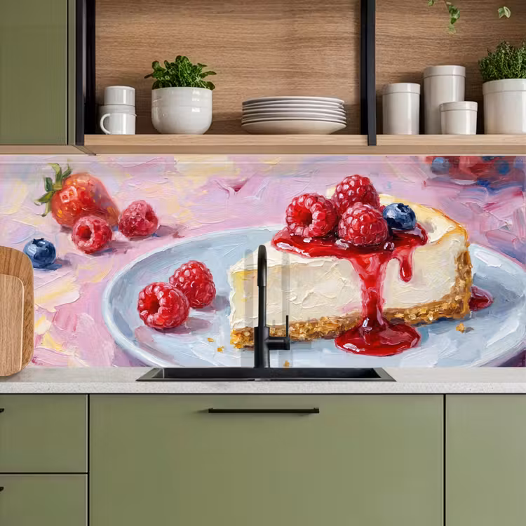 Eten - Cheesecake - Bessen - Abstract - Roze keuken achterwand 2 middel -sfeer3