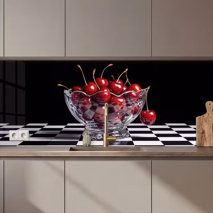 Küchenrückwand - Essen – Kirschen – Rot - Eten - Kersen - Rood keuken achterwand 2 middel zz_3dshopping