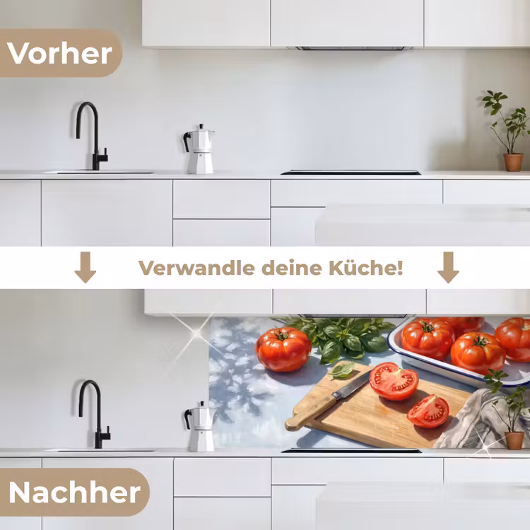 Eten - Keuken - Ingrediënten - Stillleven - Rood keuken achterwand 2 middel -voor-na_DE