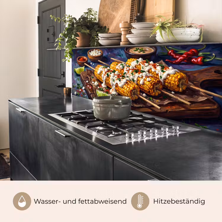 Eten - Maïs - Saus - Geschilderd - Geel keuken achterwand 2 middel -usp_DE