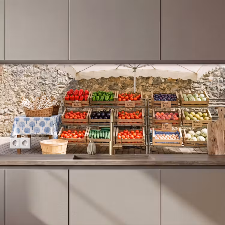 Küchenrückwand - Essen – Markt – Frisch - Eten - Markt - Vers keuken achterwand 2 middel zz_3dshopping