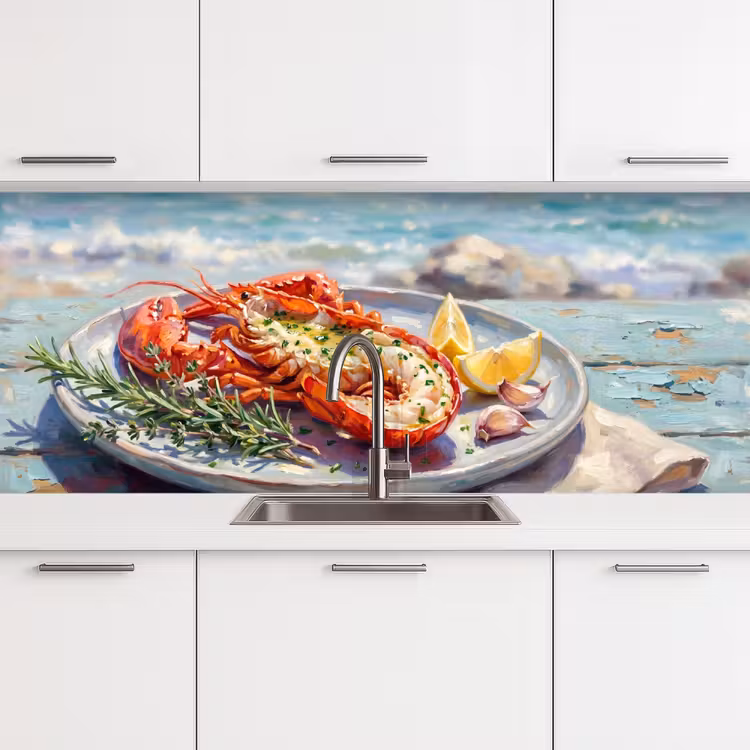 Eten - Zee - Kust - Modern - Blauw keuken achterwand 2 middel -3d
