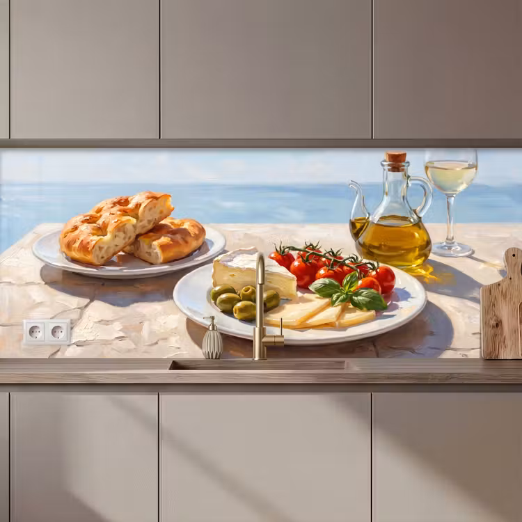 Eten - Middellandse Zee - Natuur - Geschilderd keuken achterwand 2 middel zz_3dshopping