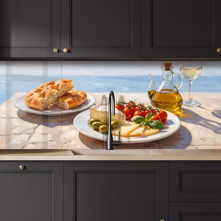 Eten - Middellandse Zee - Natuur - Geschilderd keuken achterwand 2 middel -sfeer1