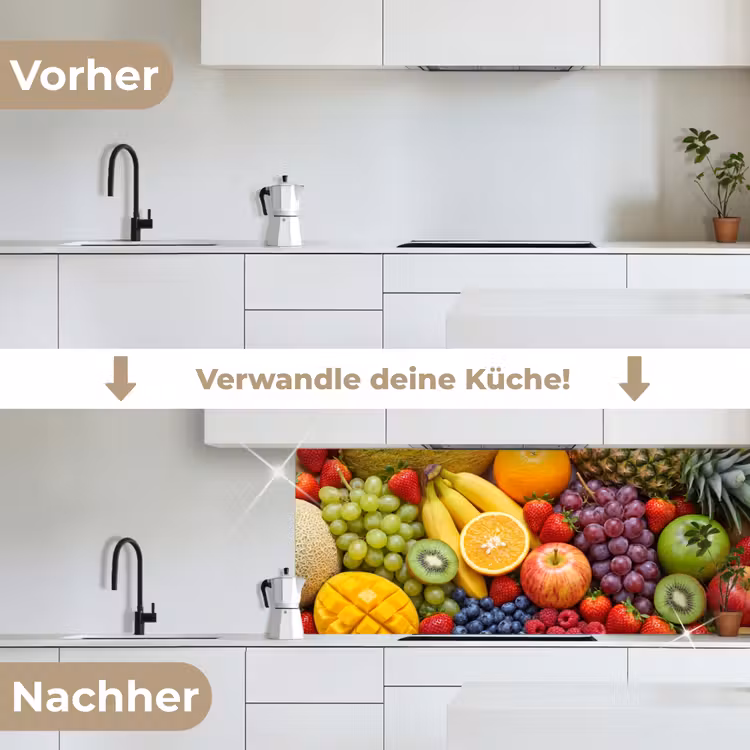 Eten - Fruit - Vers - Kleurrijk - Voeding keuken achterwand 2 middel -voor-na_DE