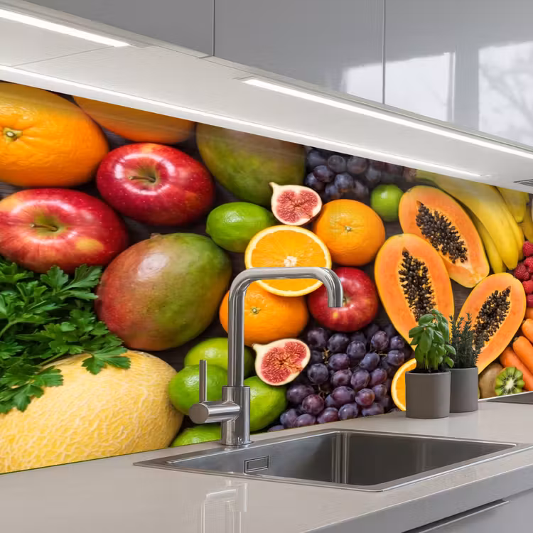 Eten - Fruit - Groenten - Vers - Kleurrijk keuken achterwand 2 middel -3d_schuin