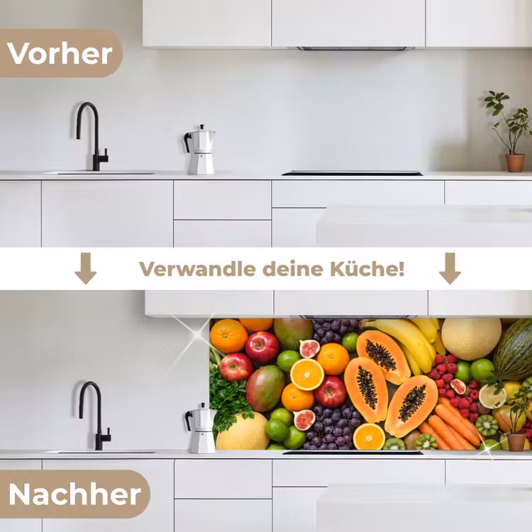 Eten - Fruit - Groenten - Vers - Kleurrijk keuken achterwand 2 middel -voor-na_DE