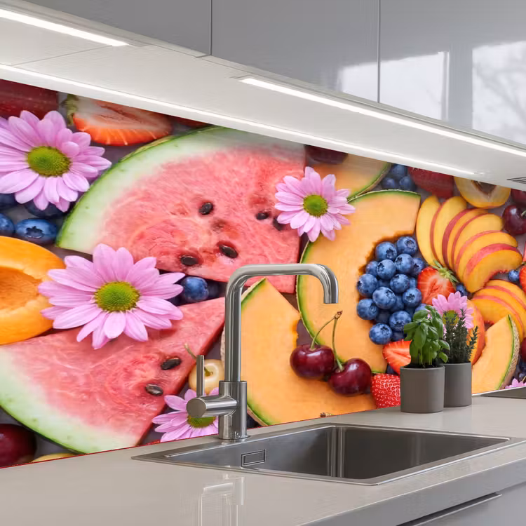 Eten - Fruit - Zomer - Kleurrijk keuken achterwand 2 middel -3d_schuin