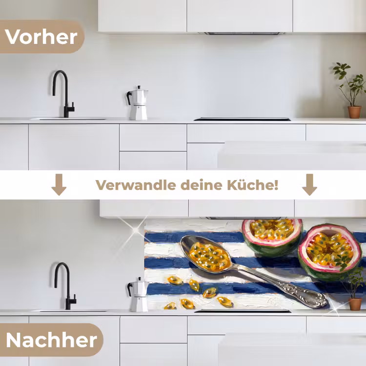 Eten - Passievrucht - Tropisch - Modern - Kleurrijk keuken achterwand 2 middel -voor-na_DE