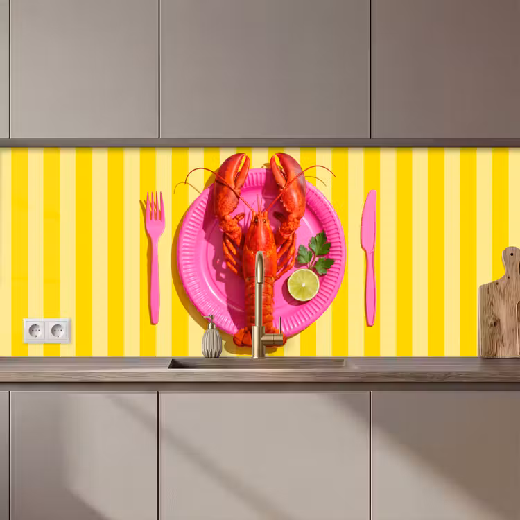 Eten - Roze - Geel - Modern - Culinaire keuken achterwand 2 middel zz_3dshopping