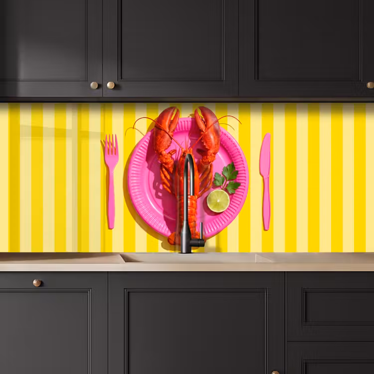 Eten - Roze - Geel - Modern - Culinaire keuken achterwand 2 middel -sfeer1