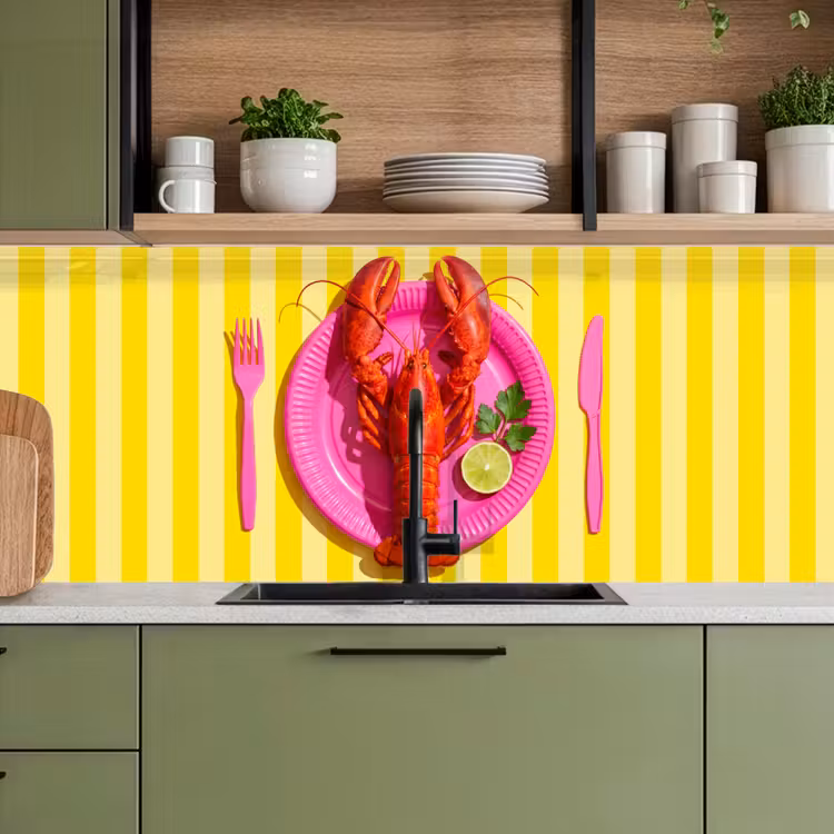 Eten - Roze - Geel - Modern - Culinaire keuken achterwand 2 middel -sfeer3