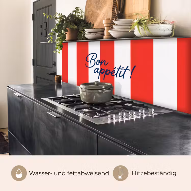 Eten - Spreuk - Keuken - Grafisch - Rood-Wit keuken achterwand 2 middel -usp_DE
