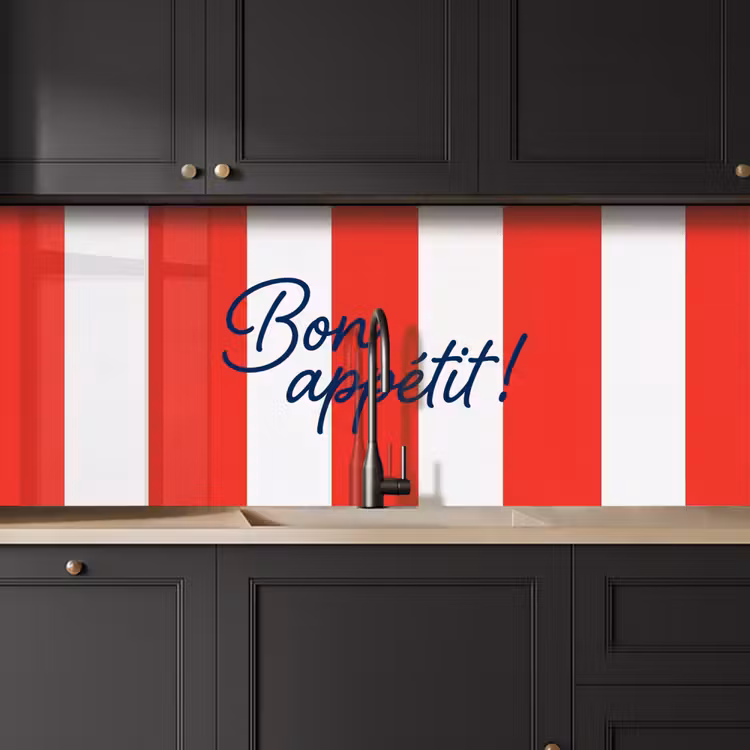 Eten - Spreuk - Keuken - Grafisch - Rood-Wit keuken achterwand 2 middel -sfeer1