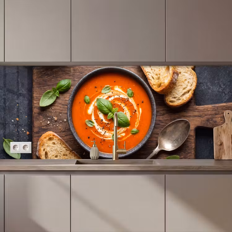 Eten - Soep - Basilicum - Rustiek - Rood keuken achterwand 2 middel zz_3dshopping