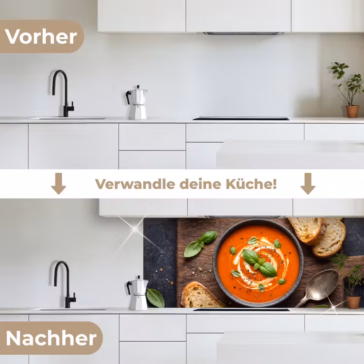 Eten - Soep - Basilicum - Rustiek - Rood keuken achterwand 2 middel -voor-na_DE