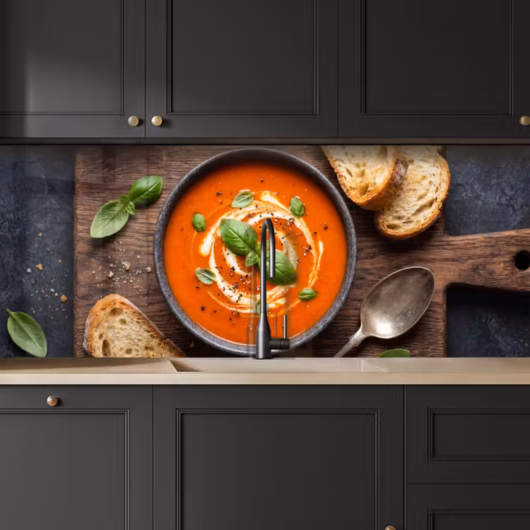 Eten - Soep - Basilicum - Rustiek - Rood keuken achterwand 2 middel -sfeer1