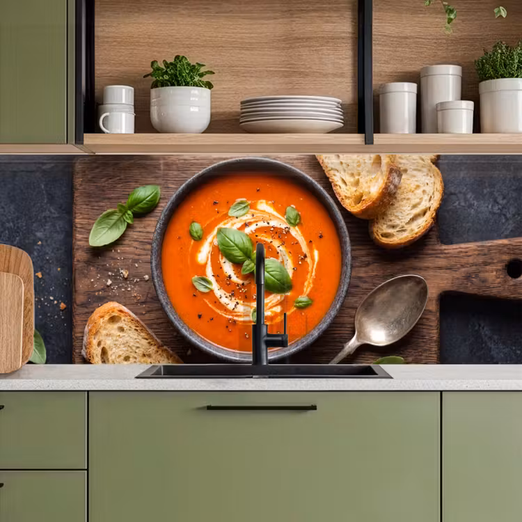 Eten - Soep - Basilicum - Rustiek - Rood keuken achterwand 2 middel -sfeer3