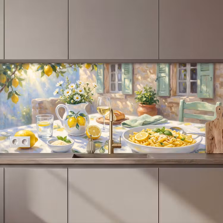 Eten - Terras - Zomer - Geschilderd - Geel keuken achterwand 2 middel zz_3dshopping