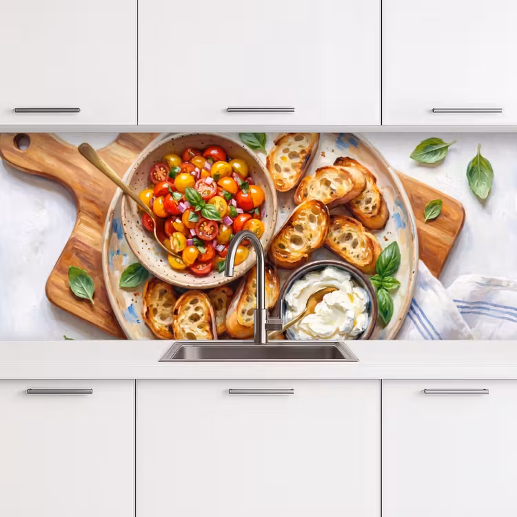Eten - Tomaat - Brood - Kleurrijk - Keuken keuken achterwand 2 middel -3d