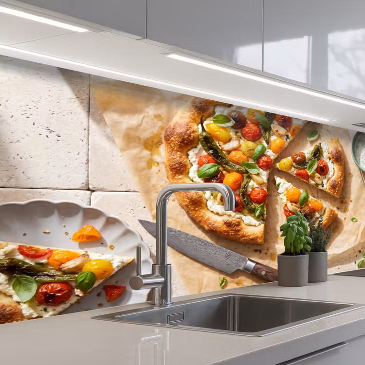 Eten - Tomaten - Basilicum - Maaltijd - Vers keuken achterwand 2 middel -3d_schuin