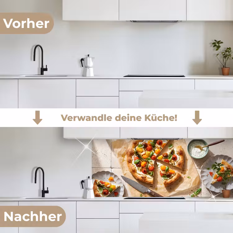 Eten - Tomaten - Basilicum - Maaltijd - Vers keuken achterwand 2 middel -voor-na_DE